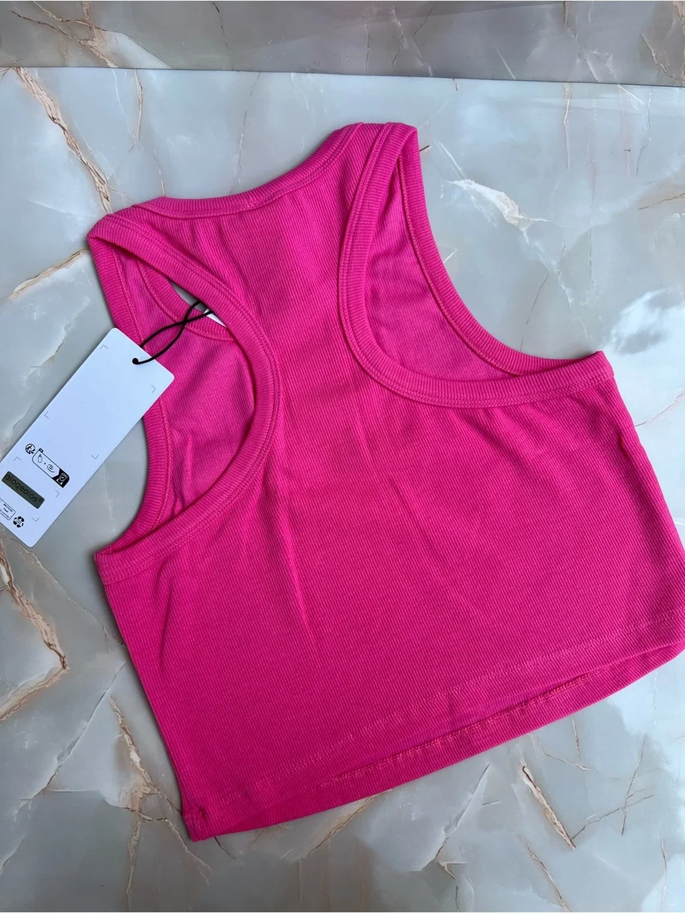 ALO Yoga Women's Bright Pink Ribbed Cropped Tank